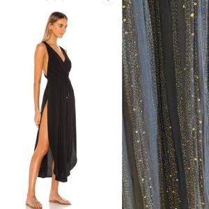 L*Space Kenzie black and gold long beach swim cover up